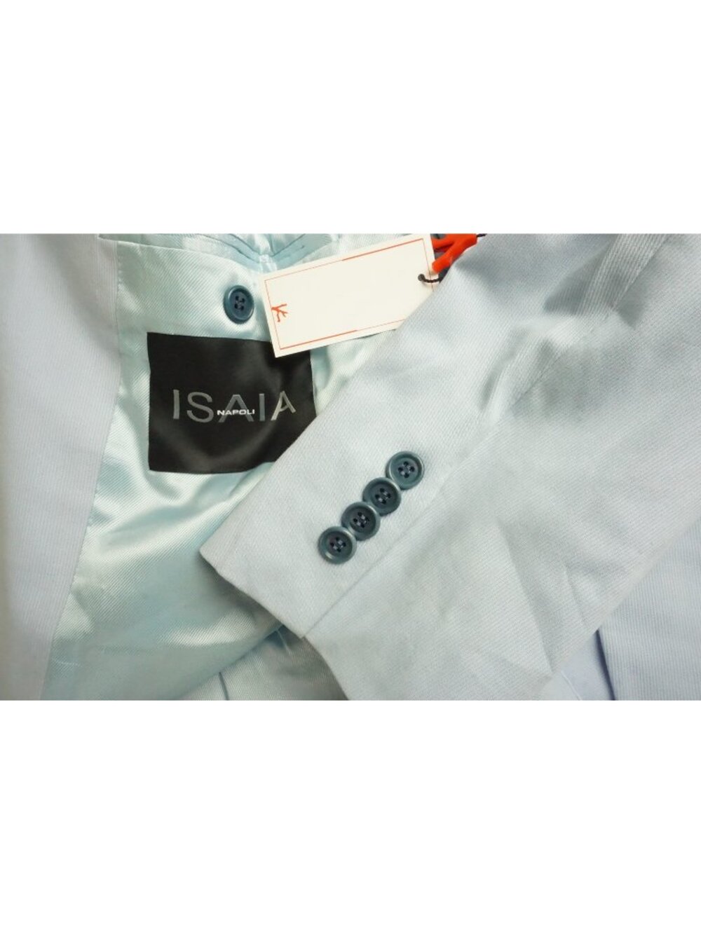 Isaia Napoli Powder Blue Cotton 2 Pc Suit Jacket Pants 38R US BRAND NEW